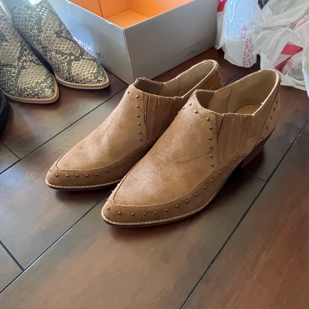 Studded Tan Ankle Boots